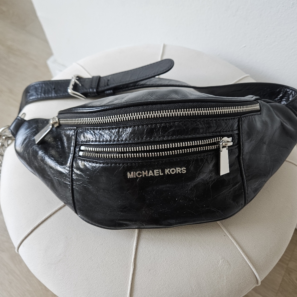 Michael Kors Black Leather Belt Bag